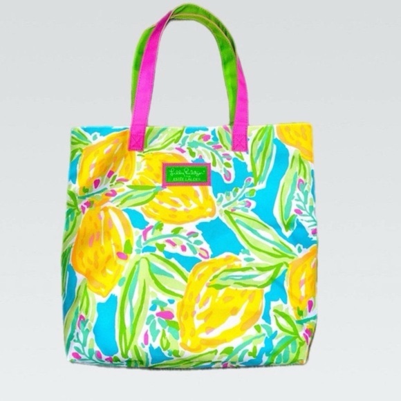 Lilly Pulitzer x Estee Lauder Lemon Printed Tote Shoulder Bag Lemons Fruit - Picture 1 of 6